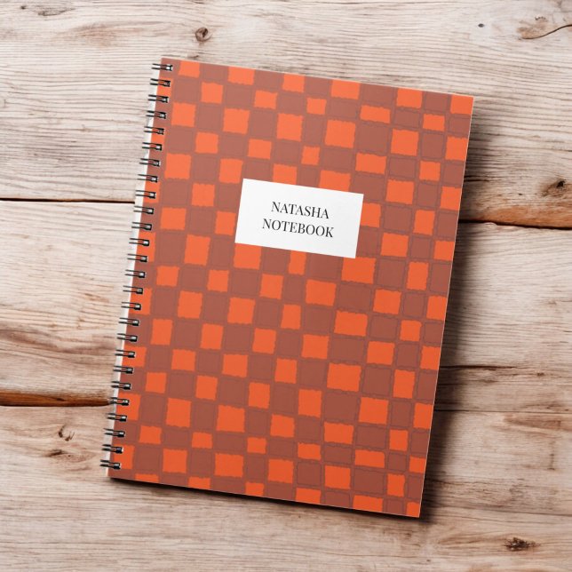 Bold Orange Brown Checkerboard Pattern Notebook (Creator Uploaded)