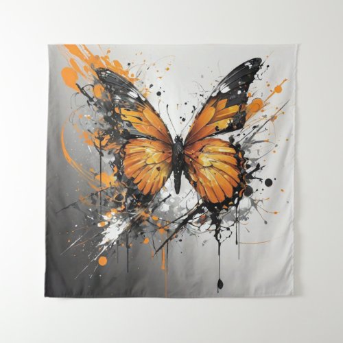 Bold Orange Butterfly Tapestry