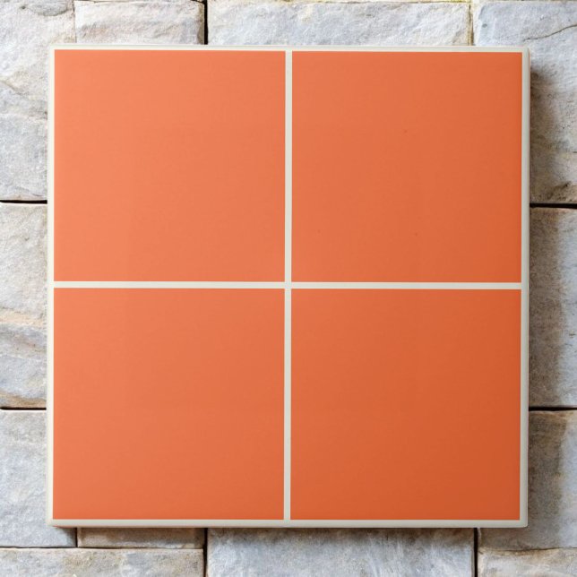 Bold Orange Checkered Modern Monochrome Minimal Ceramic Tile (Creator Uploaded)