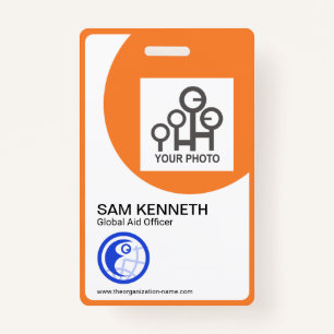 Bold Orange Curvature Frame Company Photo Template Badge
