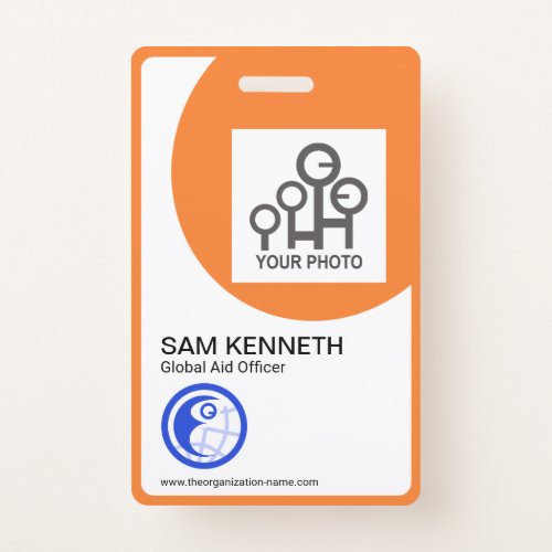 Bold Orange Curvature Frame Company Photo Template Badge