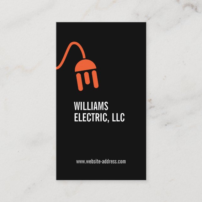 BOLD ORANGE ELECTRICIAN LOGO MODERN BUSINESS CARD (Front)