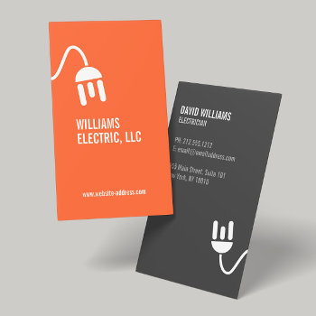 Bold Orange Electrician Modern Business Card by 1201am at Zazzle