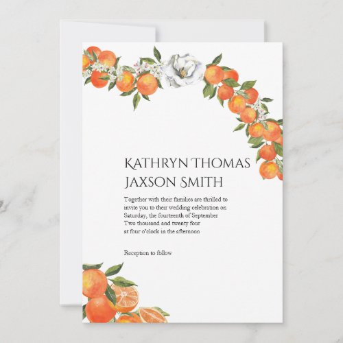 Bold Orange Farmhouse Themed Wedding Invitation