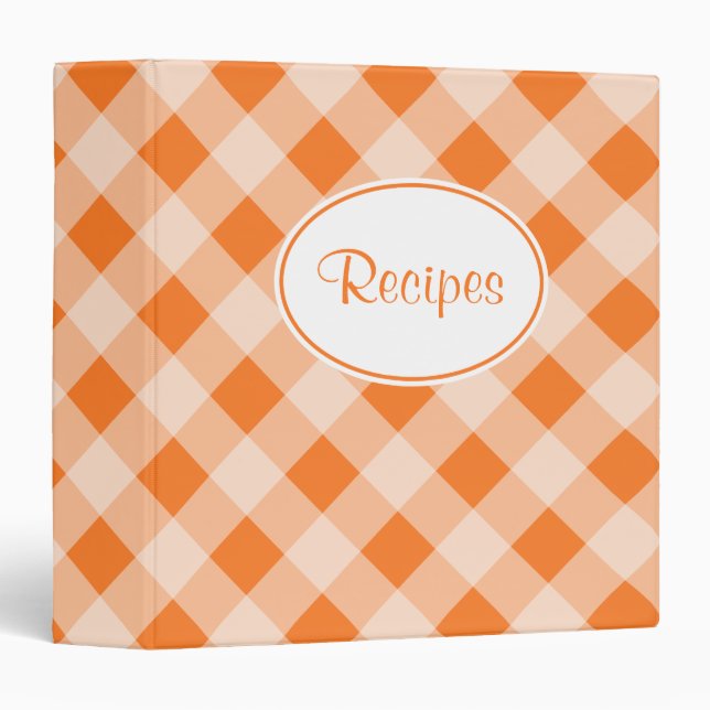 Bold Orange Gingham Recipe Binder (Front/Spine)