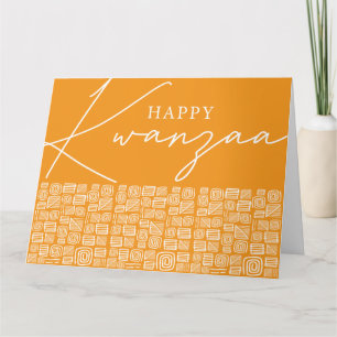 Bold Orange Happy Kwanzaa Single Photo Holiday Card