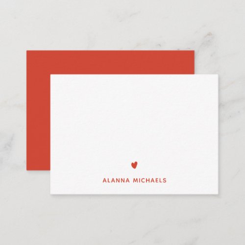 Bold Orange Heart and Name Note Card