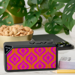 Bold Orange Hot Pink Summer Ikat Ogee Art Pattern Bluetooth Speaker