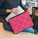 Bold Orange Hot Pink Summer Ikat Ogee Art Pattern Laptop Sleeve<br><div class="desc">Beautiful contemporary vibrant hot pink and bright orange colored Bohemian Ikat style ogee drops pattern. Ornate,  elegant,  and funky hipster design for the fancy artistic interior designer,  artsy fashion diva,  popular hip trendsetter,  vintage retro,  nouveau deco art style,  or abstract graphic digital geometric motif lover</div>