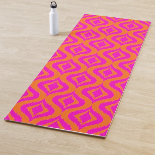 Bold Orange Hot Pink Summer Ikat Ogee Art Pattern Yoga Mat