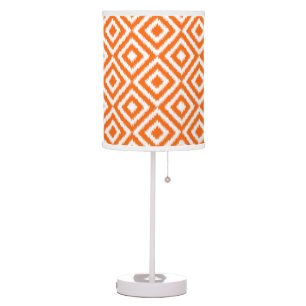 Bold Orange Ikat Squares Mosaic Art Pattern Table Lamp