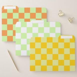 Bold Orange Lime Green Yellow Checkered Spring File Folder