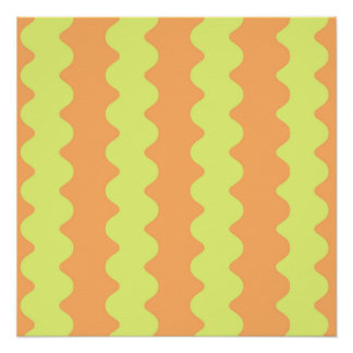 Bold Orange Lime Wavy Stripe Modern Wall Art