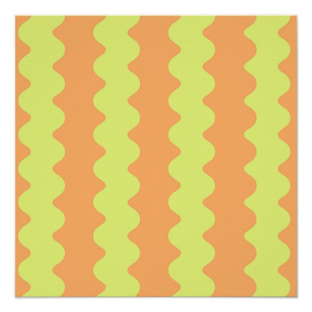 Bold Orange Lime Wavy Stripe Modern Wall Art (Front)