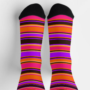 Bold Orange, Magenta, & Purple Crew Socks