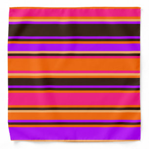 Bold Orange, Magenta, & Purple Striped Bandana