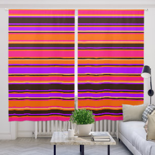Bold Orange, Magenta, & Purple Striped Curtain