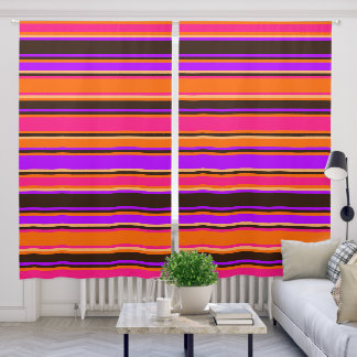 Bold Orange, Magenta, & Purple Striped Curtain