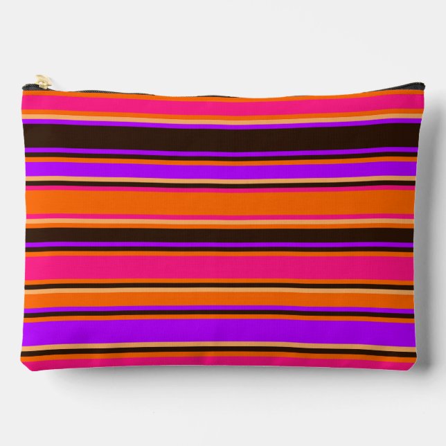 Bold Orange, Magenta, & Purple Striped Pouch (Front)