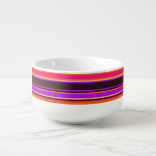Bold Orange, Magenta, & Purple Striped Soup Mug 