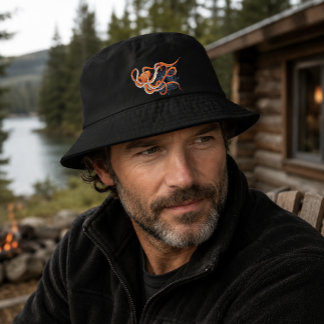 Bold Orange Mesmerizing Octopus Mandala  Bucket Hat