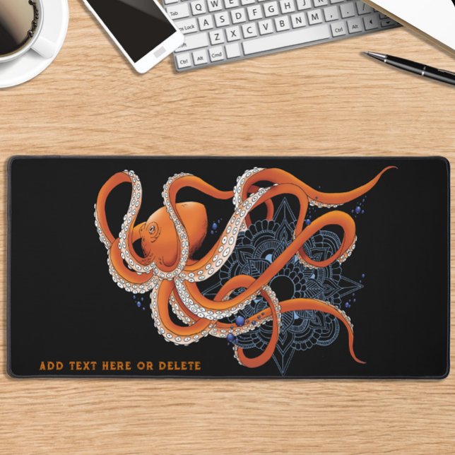 Bold Orange Mesmerizing Octopus Mandala  Desk Mat (Creator Uploaded)