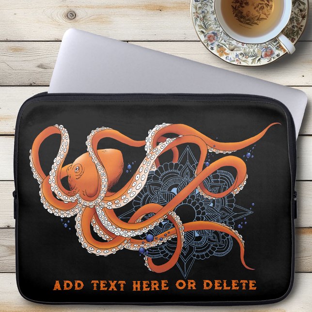 Bold Orange Mesmerizing Octopus Mandala  Laptop Sleeve (Creator Uploaded)