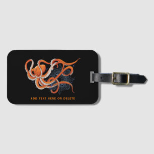 Bold Orange Mesmerizing Octopus Mandala Luggage Tag
