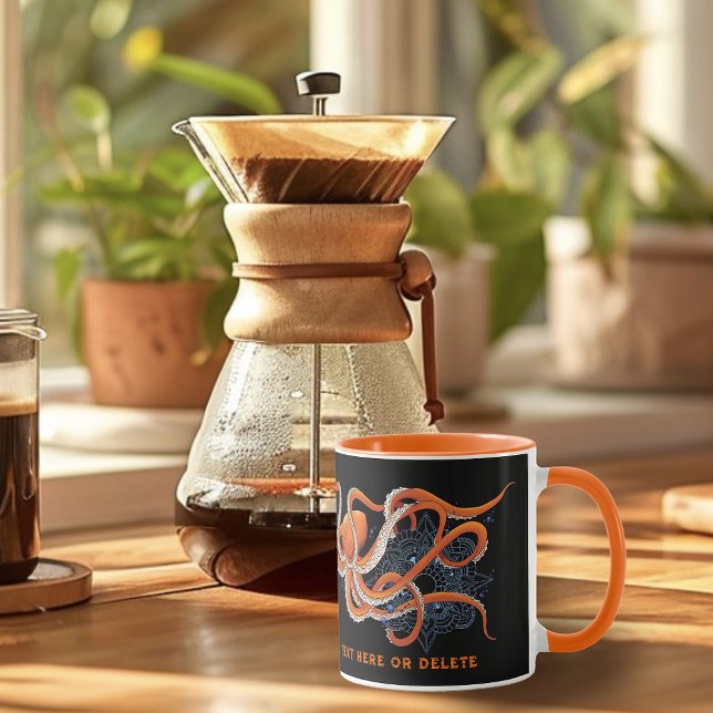 Bold Orange Mesmerizing Octopus Mandala  Mug (Creator Uploaded)