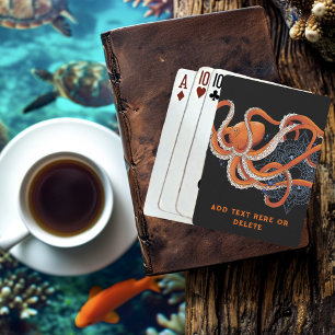 Bold Orange Mesmerizing Octopus Mandala Poker Cards