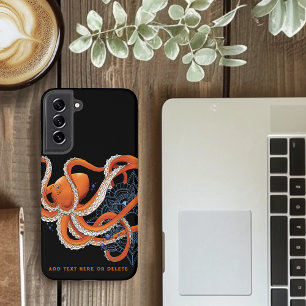 Bold Orange Mesmerizing Octopus Mandala  Samsung Galaxy S22+ Case