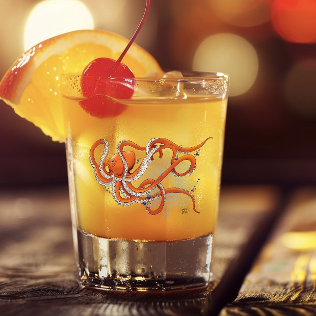 Bold Orange Mesmerizing Octopus Mandala  Shot Glass (Creator Uploaded)