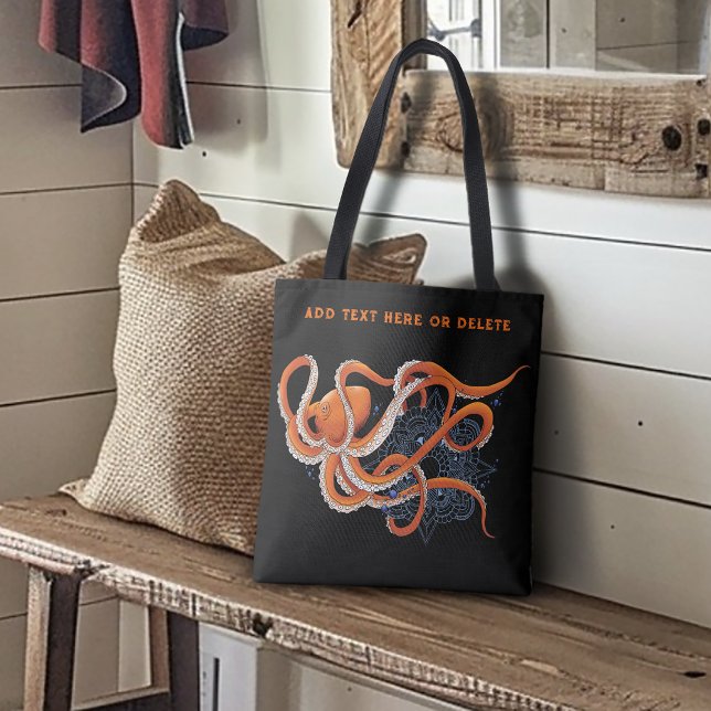 Bold Orange Mesmerizing Octopus Mandala  Tote Bag (Creator Uploaded)