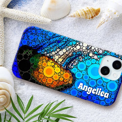 Bold orange ocean jellyfish sea life custom name iPhone 15 case