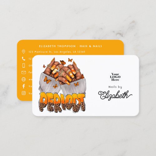 Bold Orange Periodt African American Nail Salon Business Card