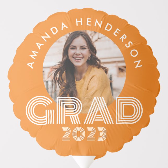 Bold Orange Photo Graduation Balloon (Front)