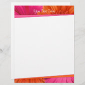Bold Orange Pink Gerbera Daisy Letterhead (Front/Back)