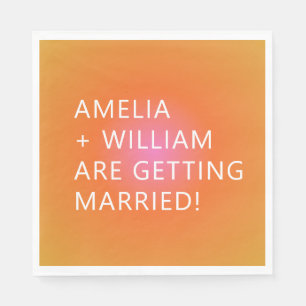 Bold Orange Pink Gradient Unique Bright Wedding Napkins