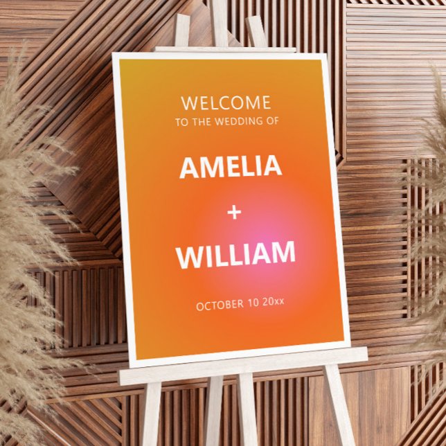 Bold Orange Pink Gradient Wedding Welcome Sign (Creator Uploaded)