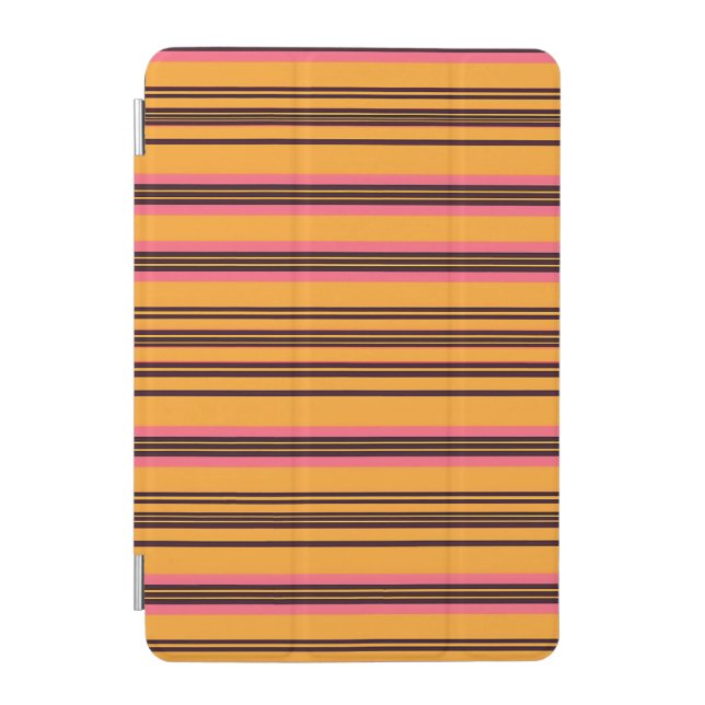 Bold Orange Pink Horizontal Stripe Pattern iPad Mini Cover (Front)