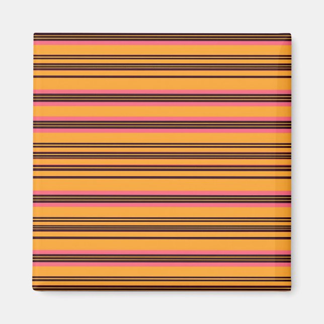 Bold Orange Pink Horizontal Stripe Pattern Magnet (Front)