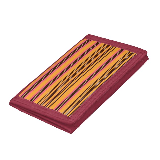 Bold Orange Pink Horizontal Stripe Pattern Tri-fold Wallet (Bottom)