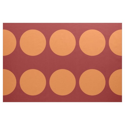 Bold Orange Polka Dots on Red Geometric Fabric