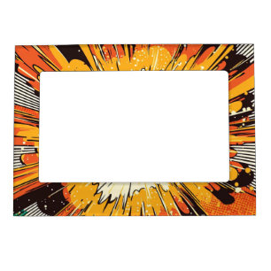 Bold Orange Pop Art Blast Black Speed Lines Magnetic Frame