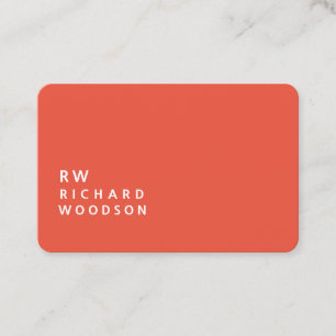 Bold Orange Red with Entrepreneur   Name Initials Business Card