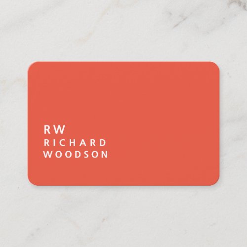 Bold Orange Red with Entrepreneur   Name Initials Business Card