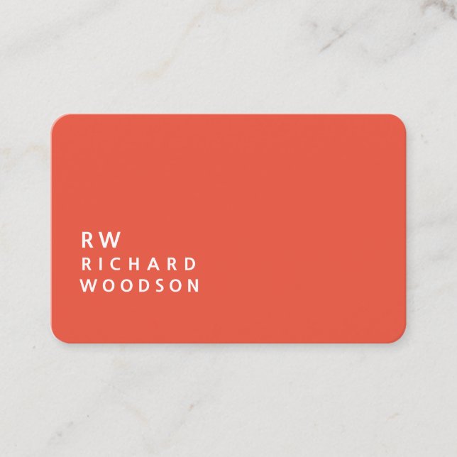 Bold Orange Red with Entrepreneur   Name Initials Business Card (Front)