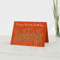 Bold Orange Retro Flowers Sobriety Birthday Card