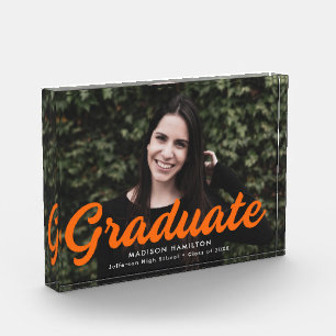 Bold Orange Script Graduation Photo Block