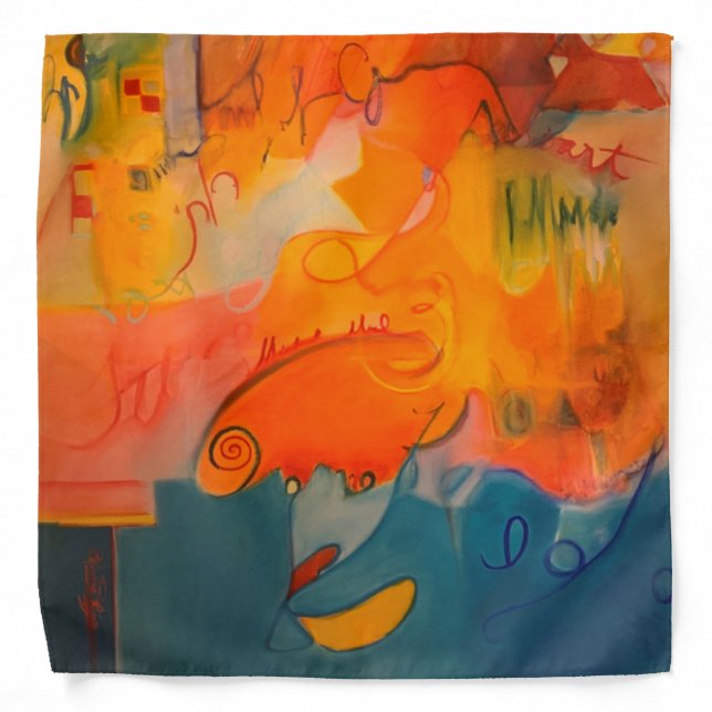 Bold Orange Teal Blue Bandana (Front)